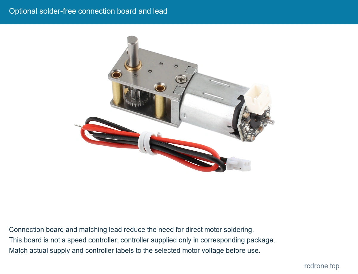 Optional solder-free connection board and lead