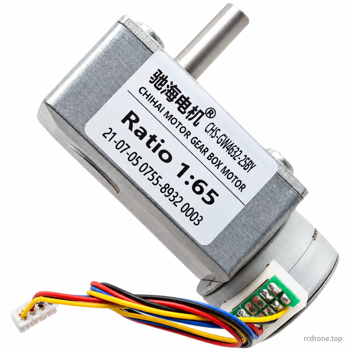 GW4632-25BY side view, output shaft and motor label