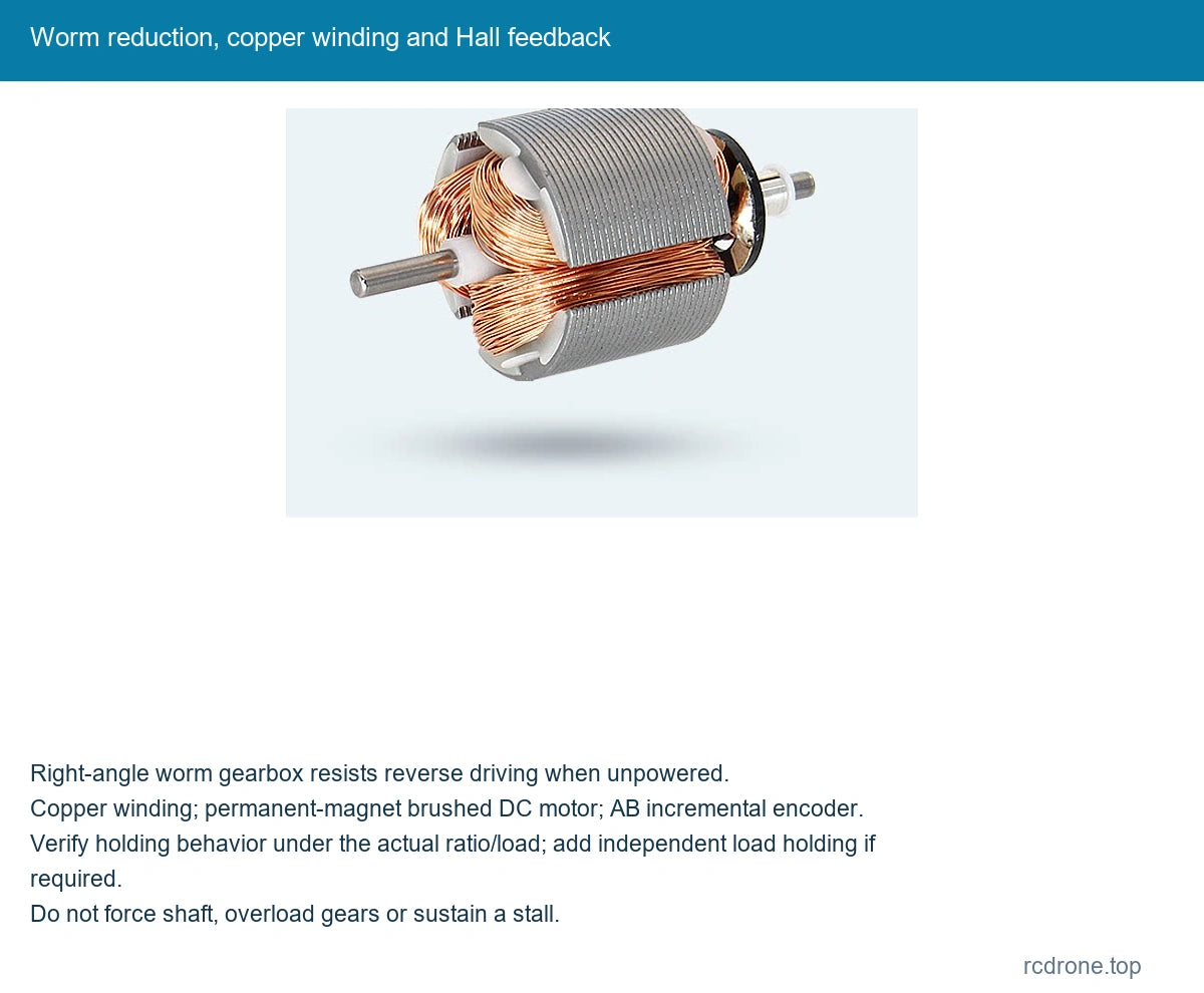 Worm reduction, copper winding and Hall feedback