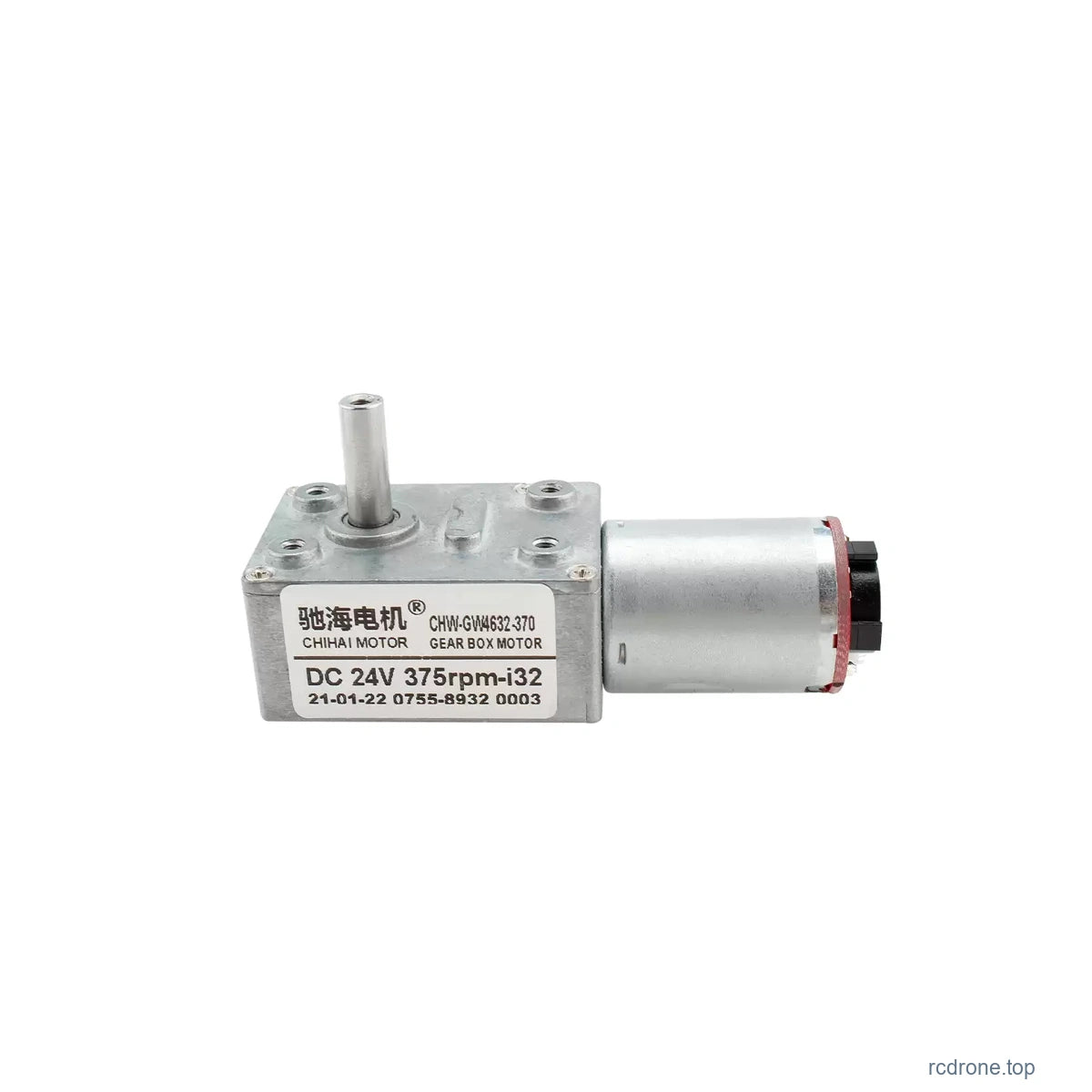 Worm encoder motor side view and6mm output shaft