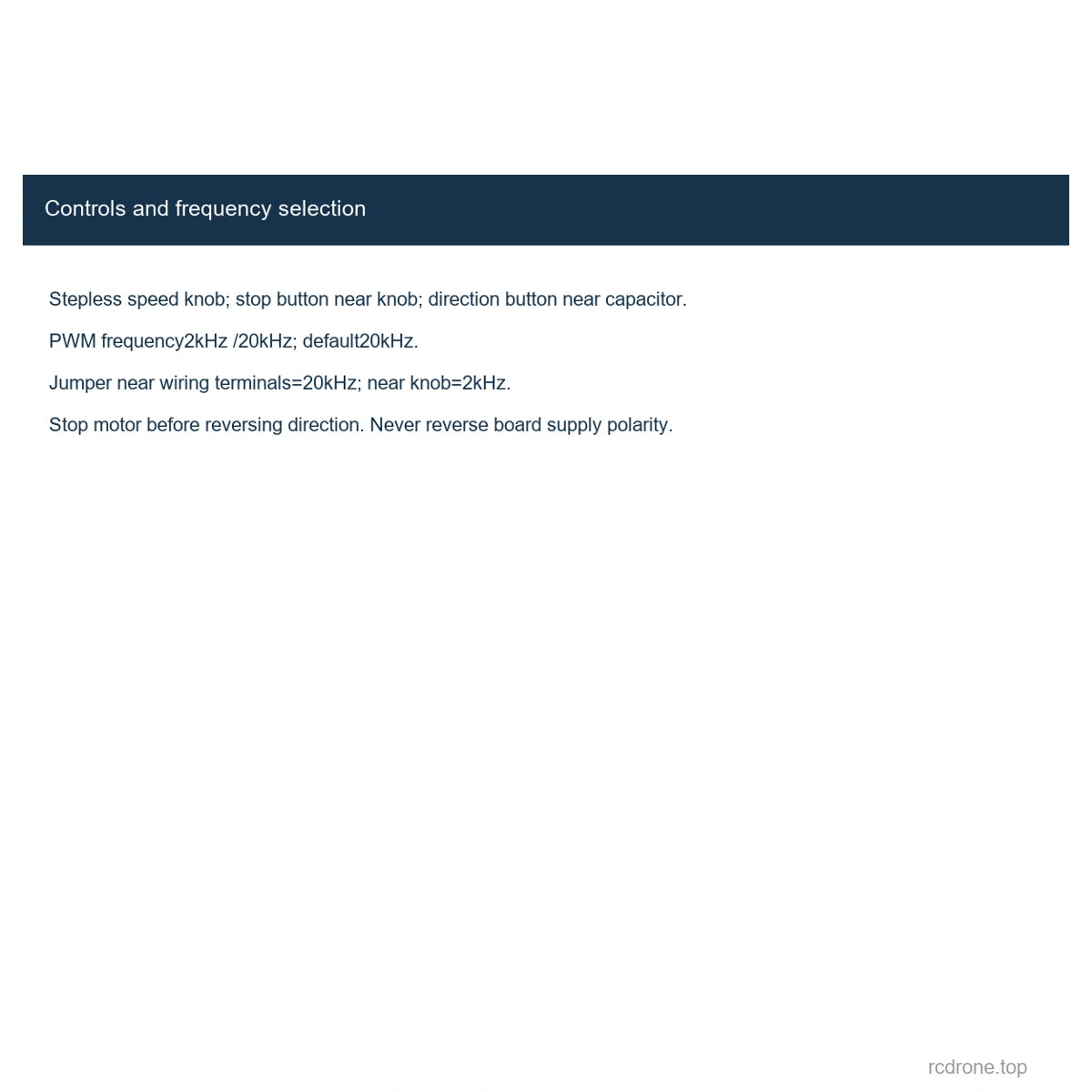 Controls and frequency selection