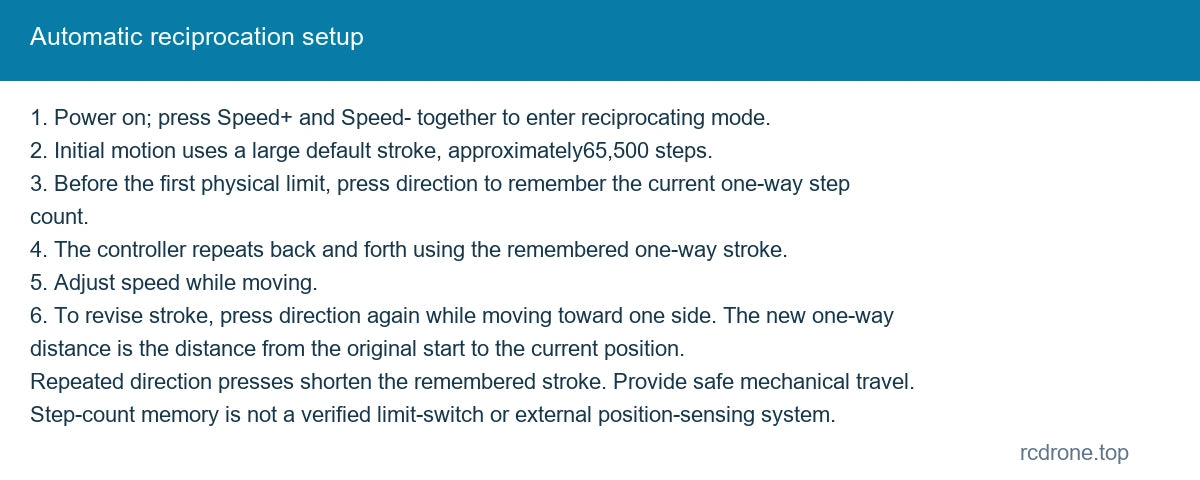 Automatic reciprocation setup
