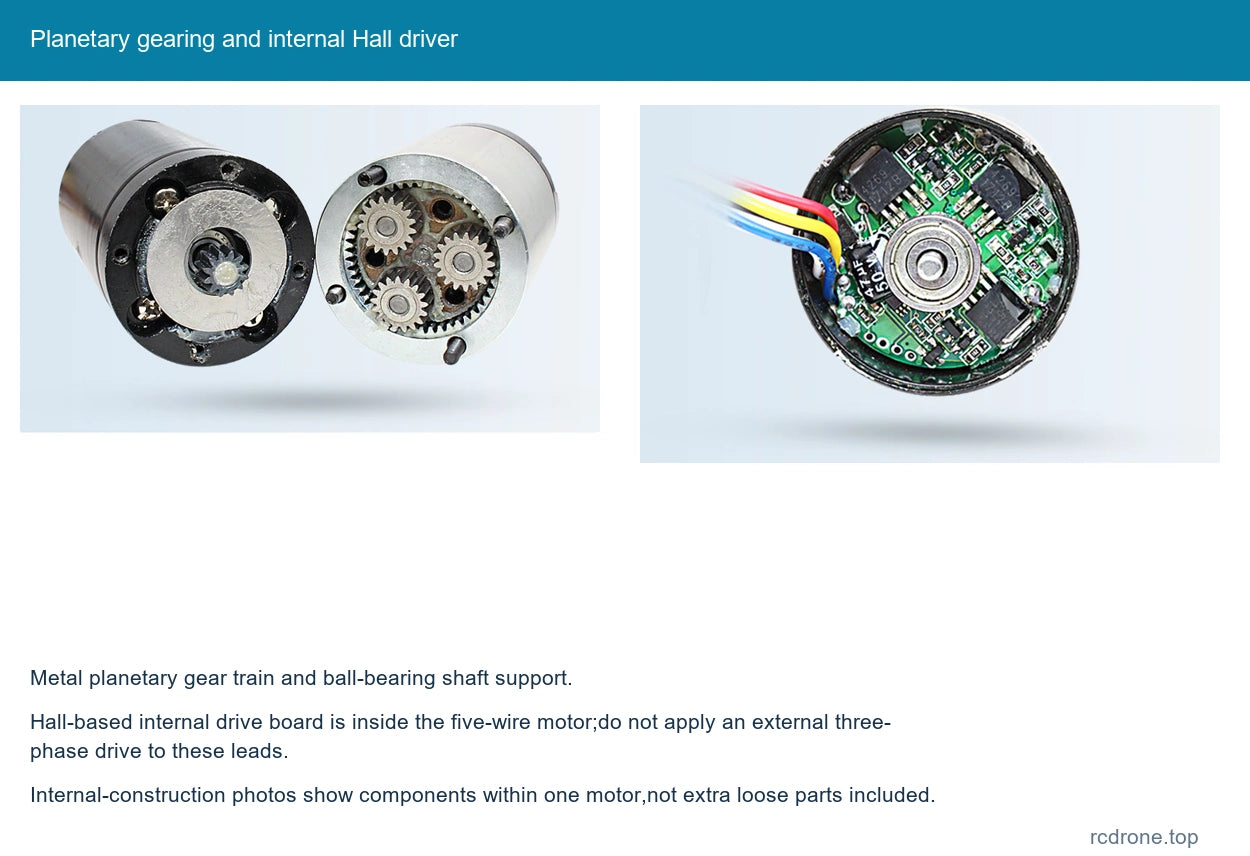 Planetary gearing and internal Hall driver