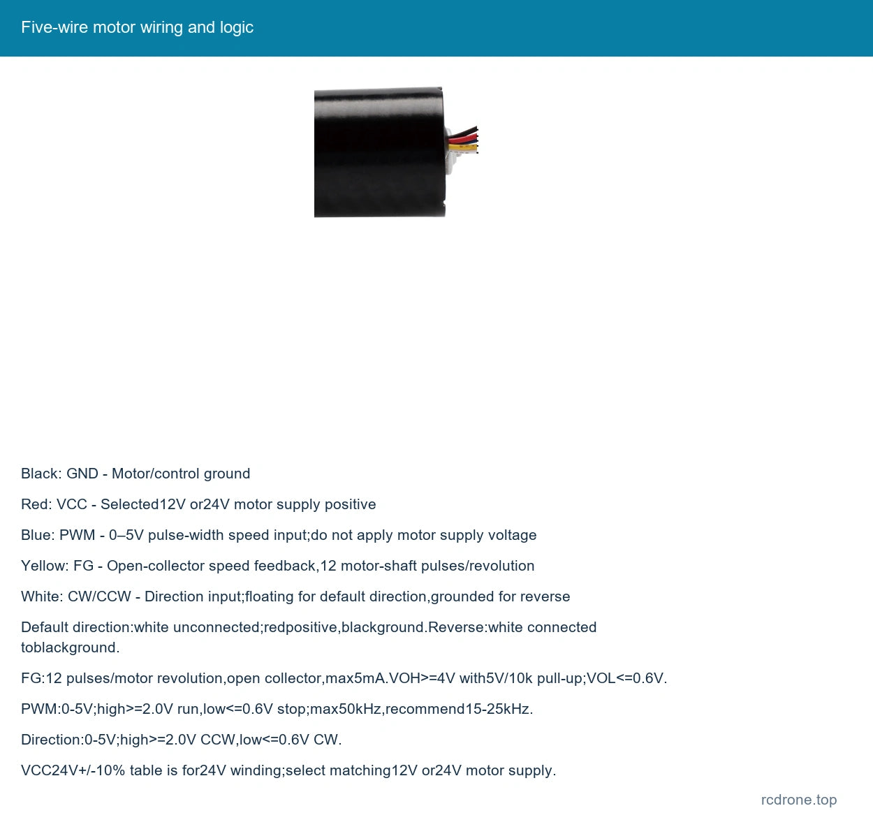 Five-wire motor wiring and logic