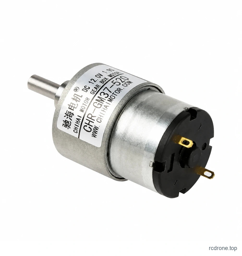 CHR-GM37-520 gear motor, three-quarter view