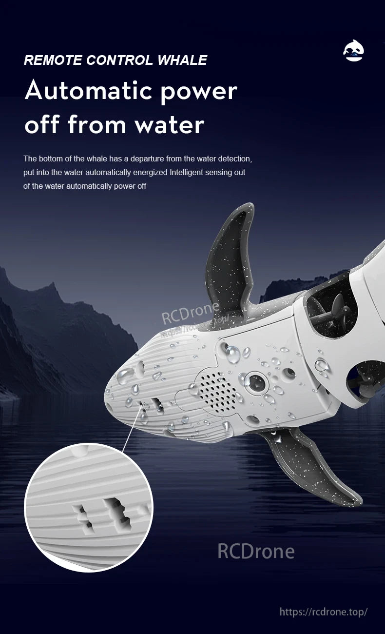 Consea RC Submarine, Remote control whale with automatic power off from water detection.
