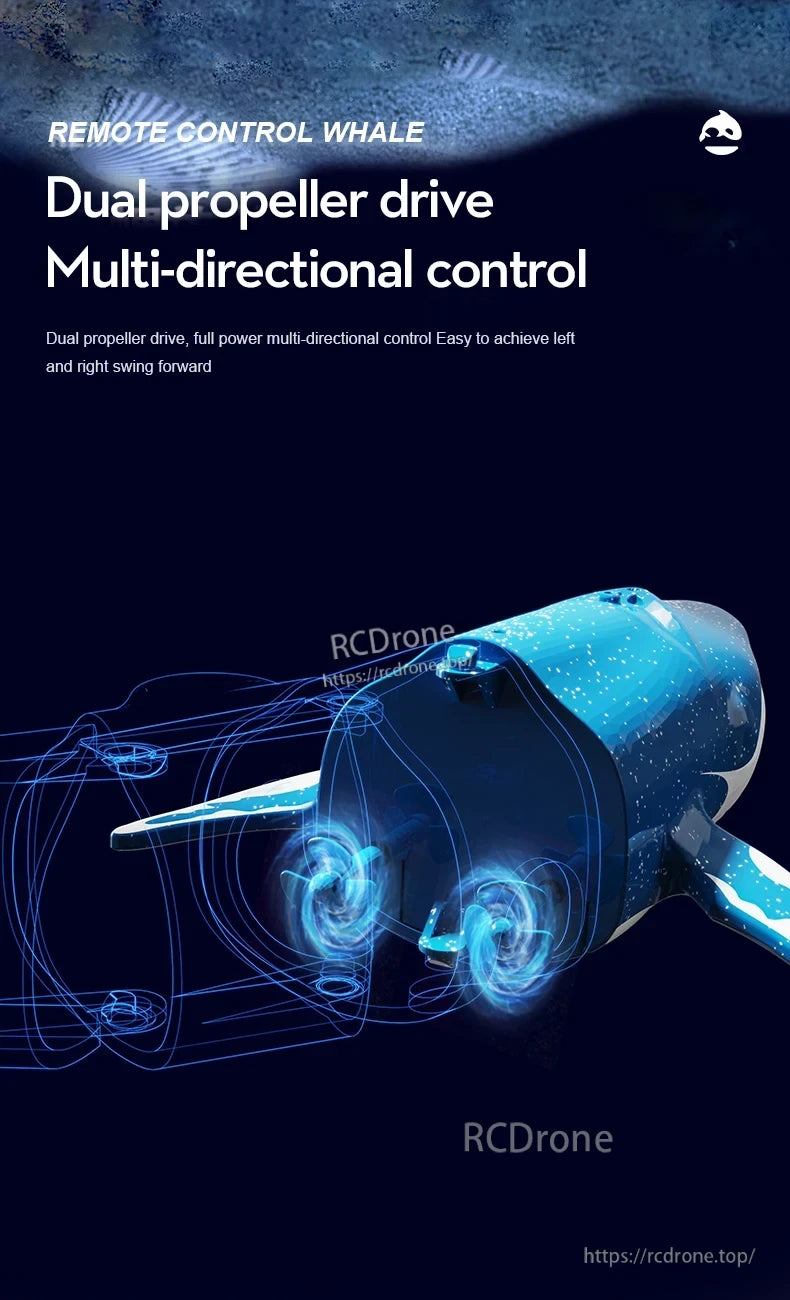 Consea RC Submarine, Remote Control Whale: Dual Propeller Drive, Multi-directional Control