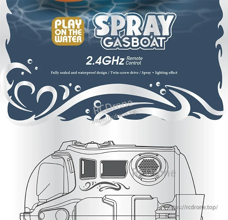 CONUSEA RC Boat, Spray Gas Boat 2.4GHz Remote Control Water Play