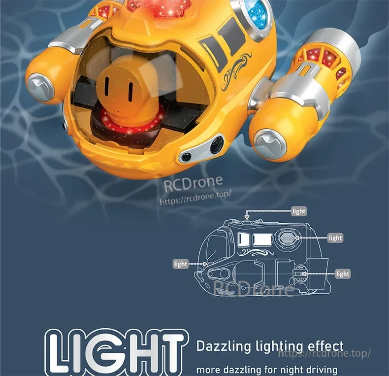 CONUSEA RC Boat with dazzling lighting effects for night driving, featuring multiple light sources.