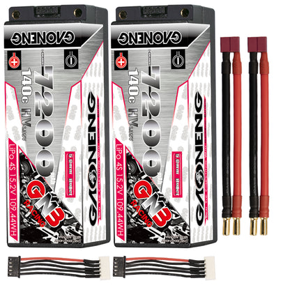 GAONENG GNB LiHV 4S 15.2V 7200mAh 140C 5mm Bullet Hard Case LiPo Battery (ROAR Approved)