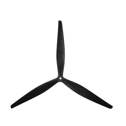 HQProp 15x10x3 3-blade propeller in black, top view on white background