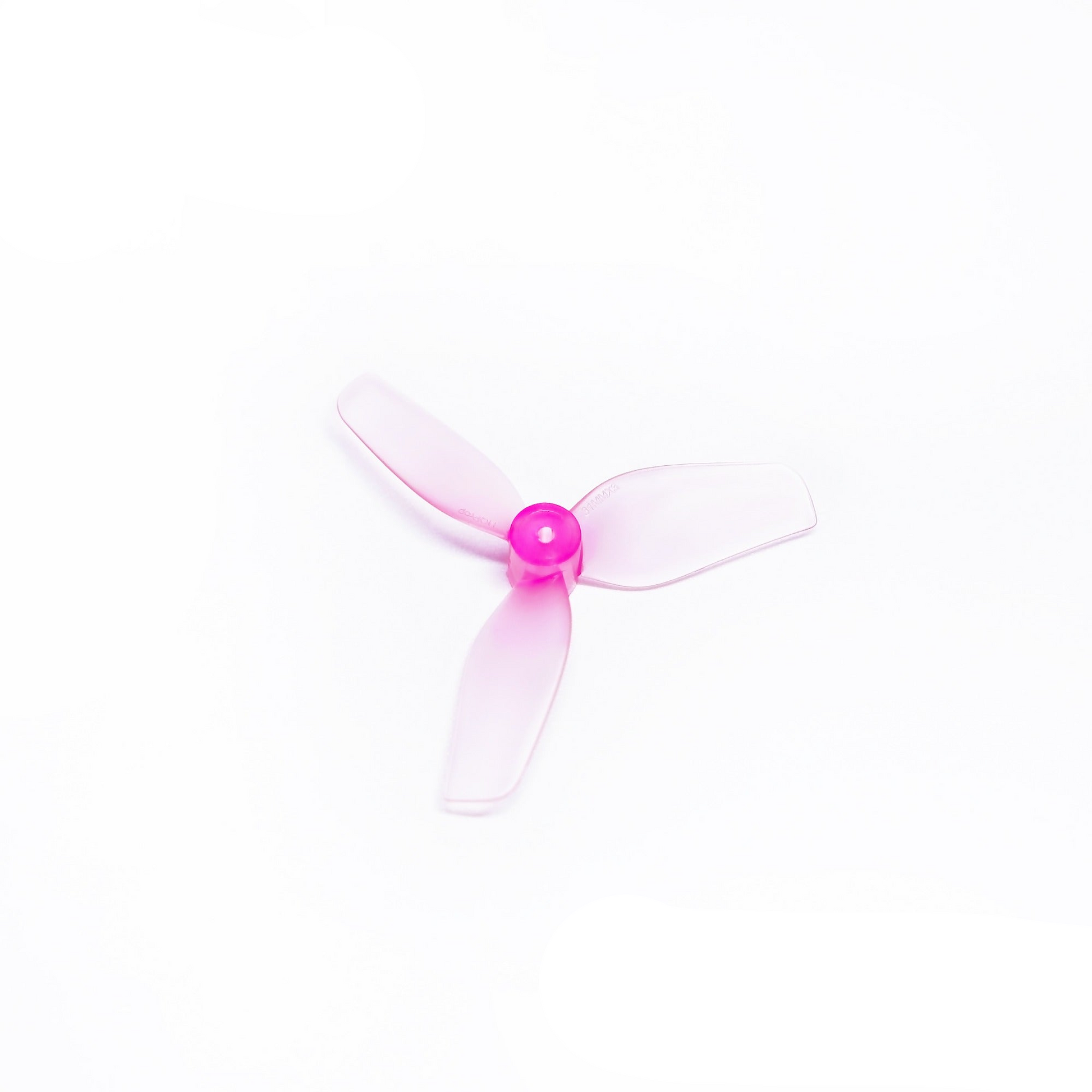 HQ Ultralight Whoop 31mm tri-blade propeller, translucent pink polycarbonate, 1mm shaft