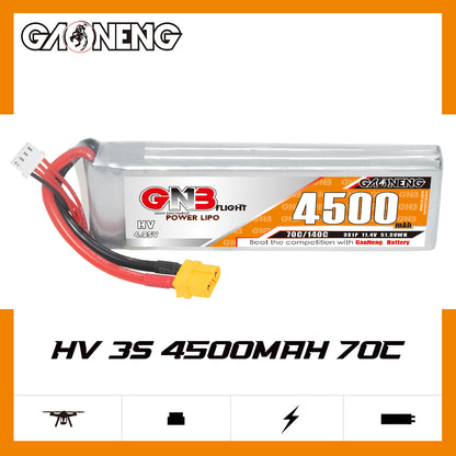 GAONENG GNB 4500mAh 3S HV 70C LiPo battery product banner on white background