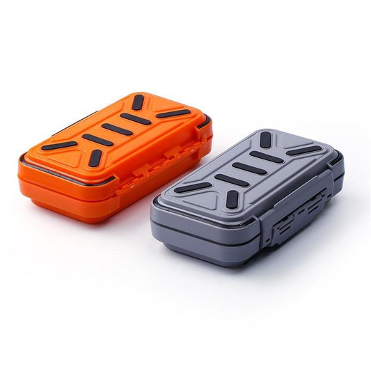 Compact FPV tool and screw storage box with latching lid, shown in orange and gray ABS/PC cases