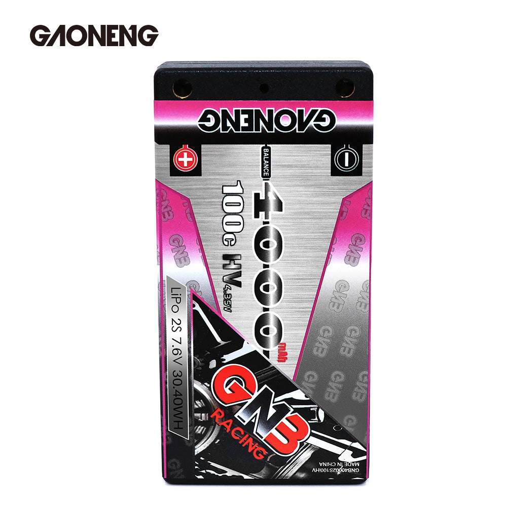 GAONENG GNB 2S 7.6V 4000mAh 100C LCG Shorty 4mm Bullet Hard Case LiPo Battery