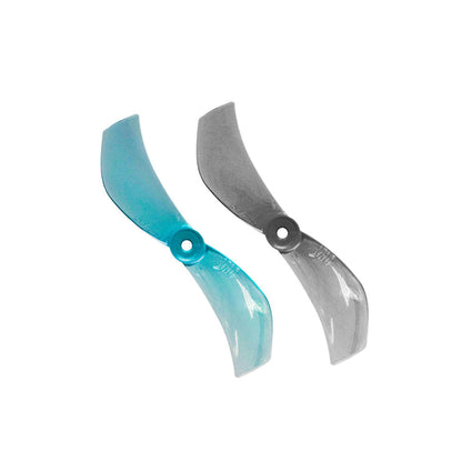Gemfan 40mm 1610-2 2-Blade Propeller, Gemfan 40mm 1610-2 two-blade drone propellers with center hub hole, one teal and one smoke gray