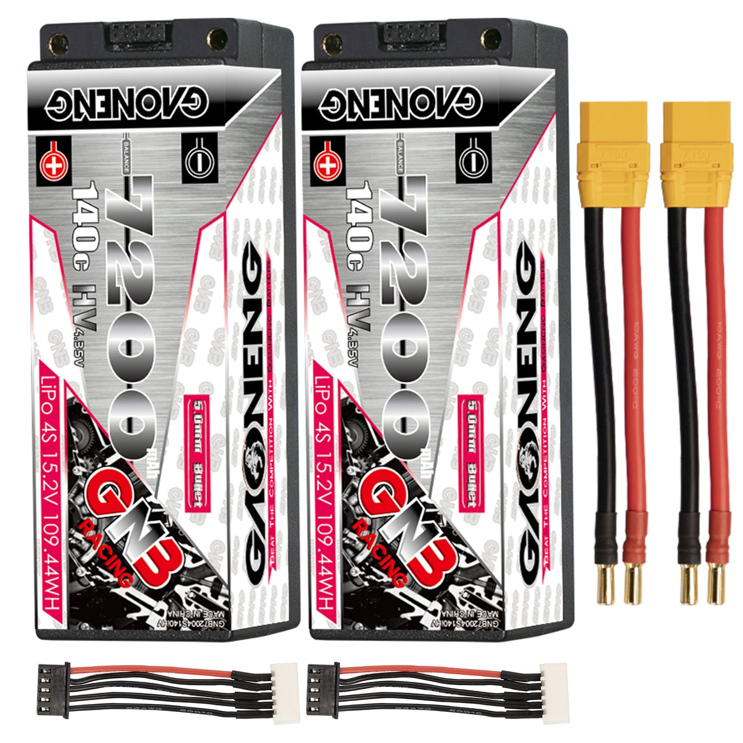 GAONENG GNB LiHV 4S 15.2V 7200mAh 140C 5mm Bullet Hard Case LiPo Battery (ROAR Approved)