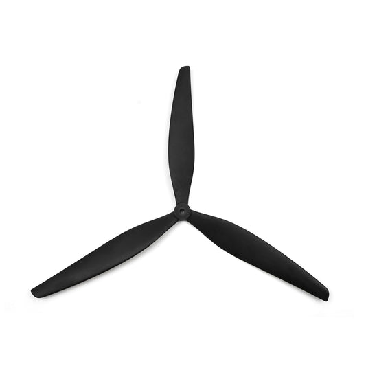 HQProp 18X9X3 Tri-Blade Propeller in black, top view on white background