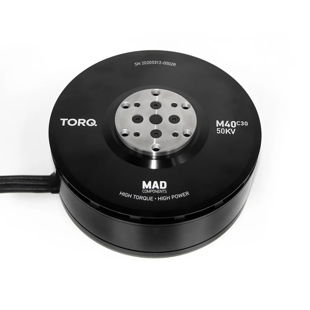 MAD TORQ M40C30 50KV v2.1 brushless motor with black housing and silver mounting plate