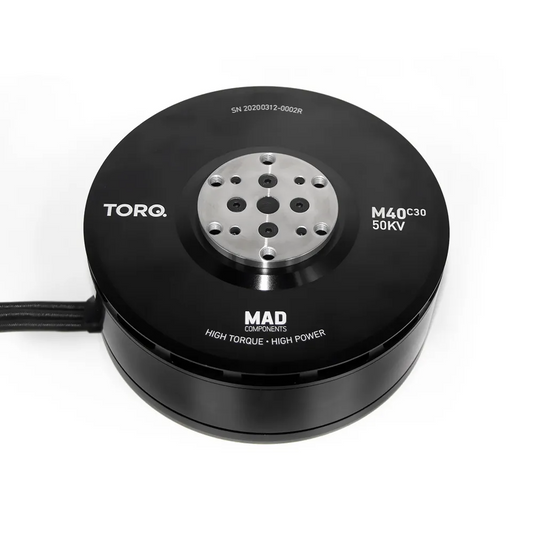 MAD TORQ M40C30 50KV v2.1 brushless motor with black housing and silver mounting plate