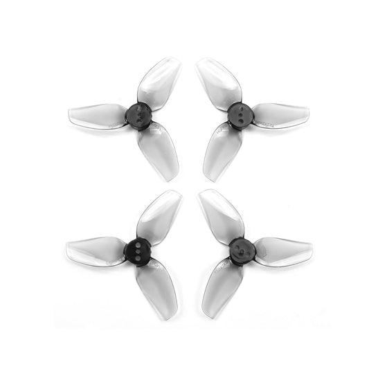 HQProp T2.2X2X3 grey polycarbonate 3-blade propeller set, four props (2CW + 2CCW) top view