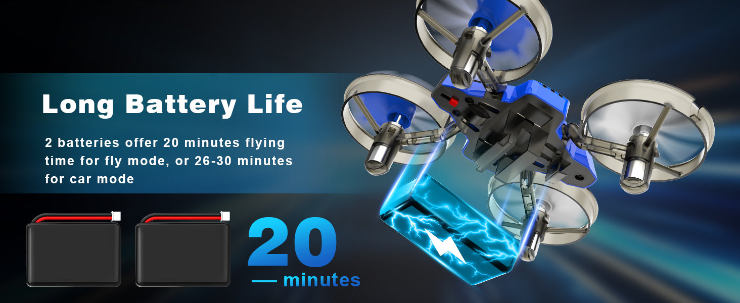 Oddire L6082 Mini Drone, long battery life 2 batteries offer 20 minutes flying time for fly mode,