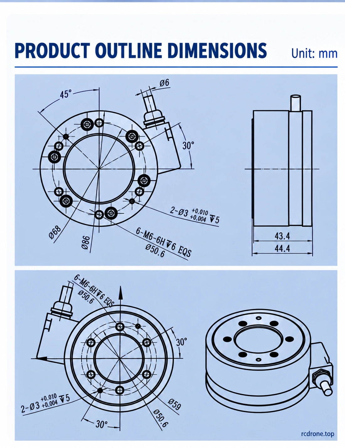 Y74 mechanical dimensions and mounting patterns