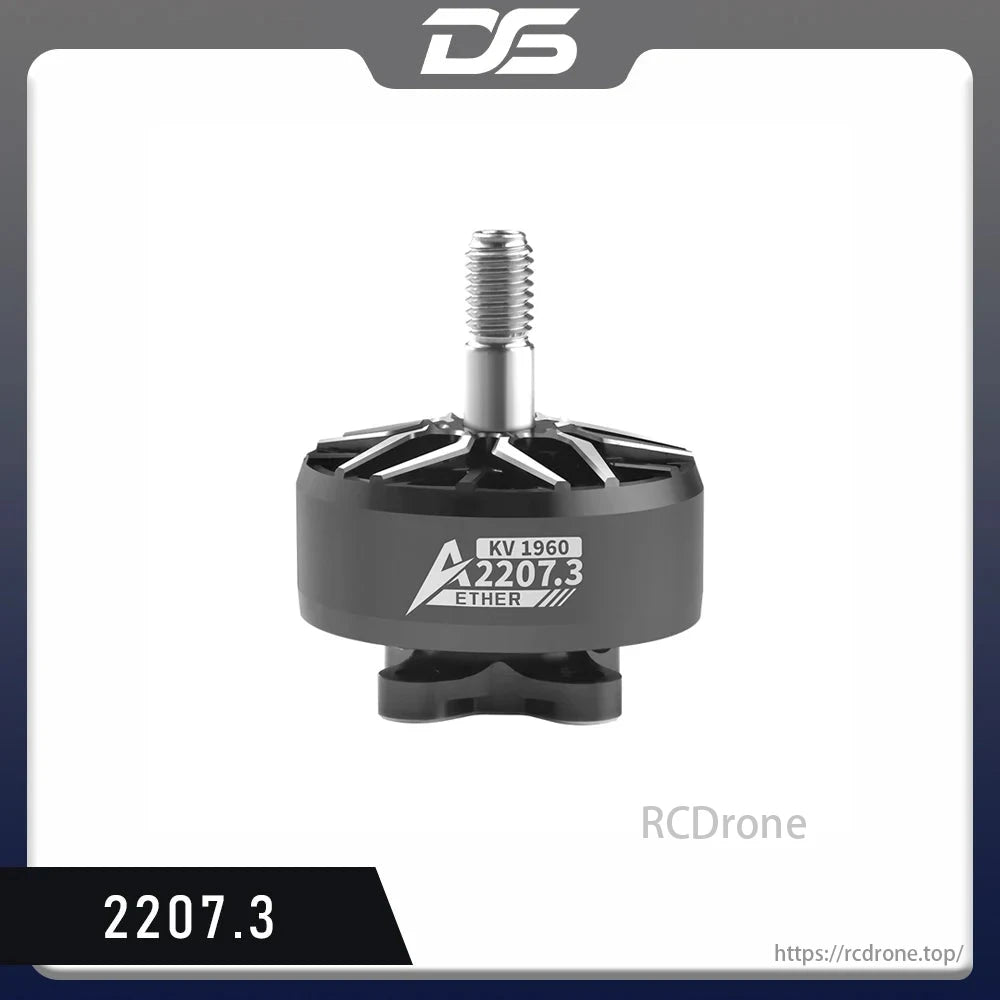 DEEP SPACE Aether 2207.3 FPV Motor, 1960KV/2050KV, 6S brushless motor for 5-inch drones, compact with screw attachment.