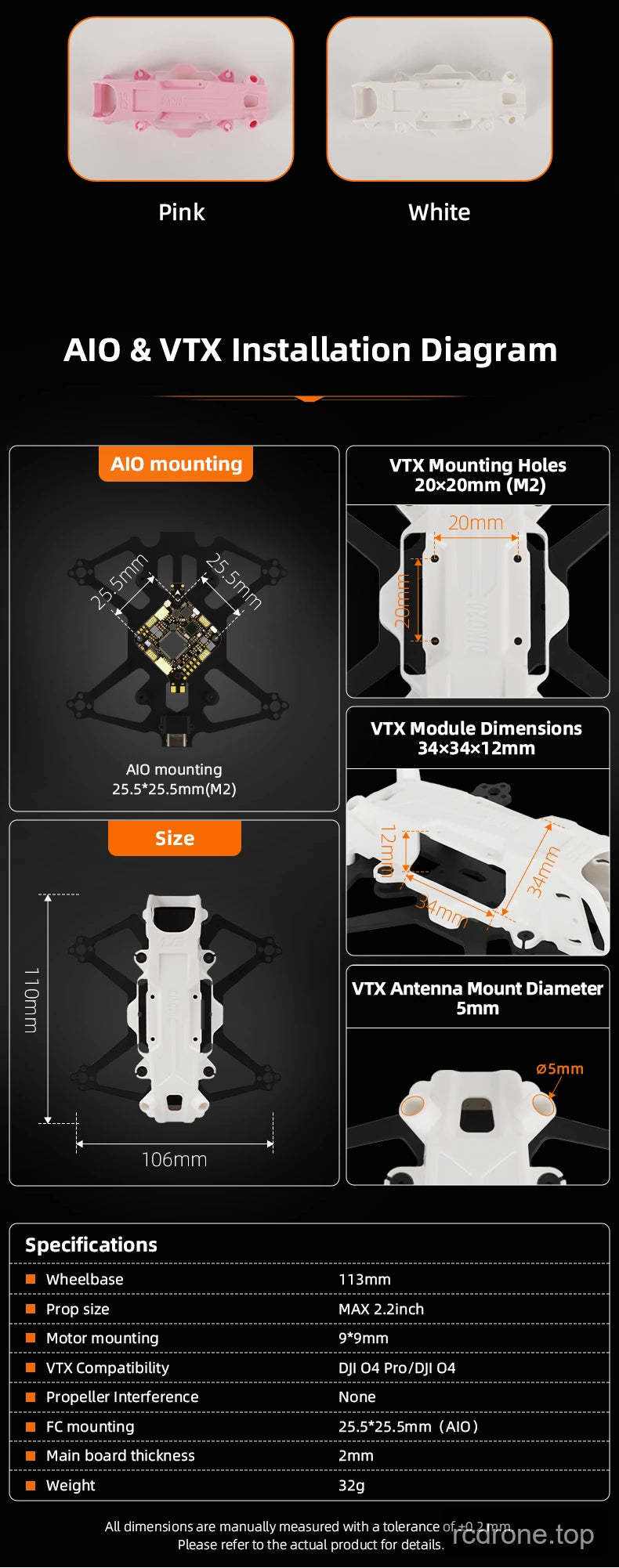 Deep Space DINO 20 FPV frame kit with molded canopy and carbon-fiber base — section 4 of 6
