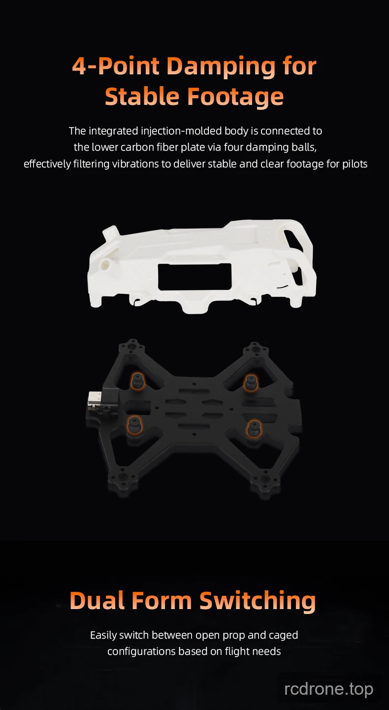 Deep Space DINO 20 FPV frame kit with molded canopy and carbon-fiber base — section 2 of 6