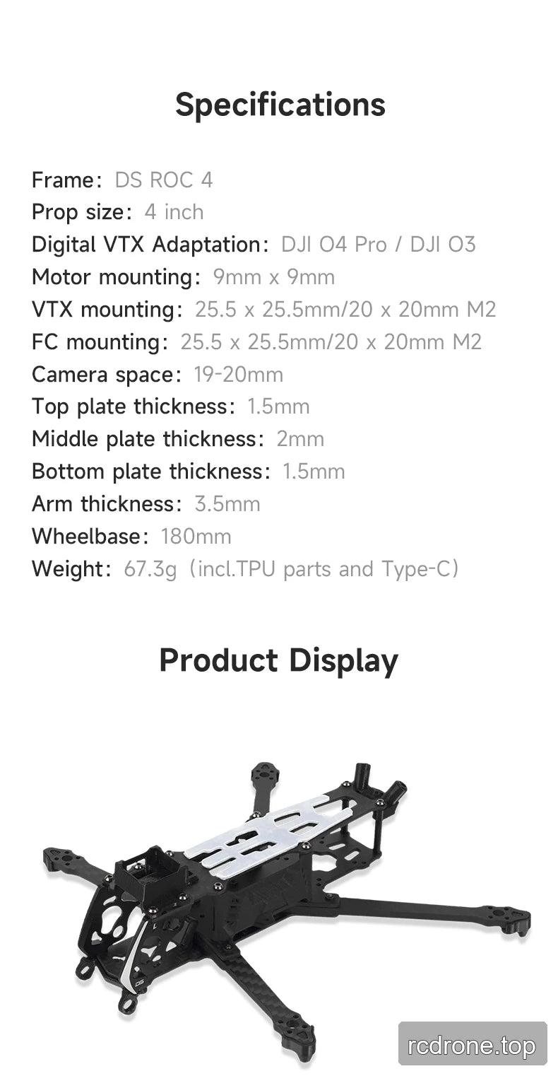 Deep Space ROC 4 4-inch carbon-fiber FPV frame with front GPS mounting area — section 6 of 8