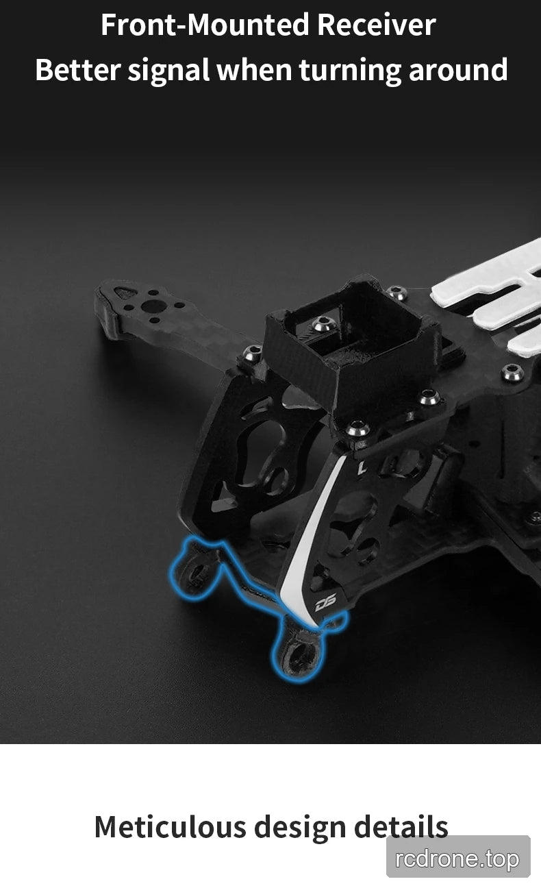 Deep Space ROC 4 4-inch carbon-fiber FPV frame with front GPS mounting area — section 4 of 8