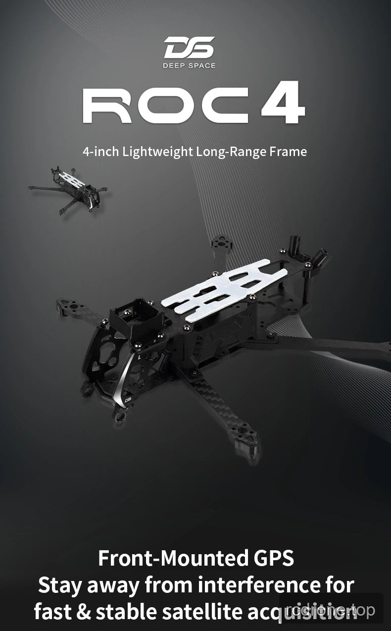 Deep Space ROC 4 4-inch carbon-fiber FPV frame with front GPS mounting area — section 1 of 8