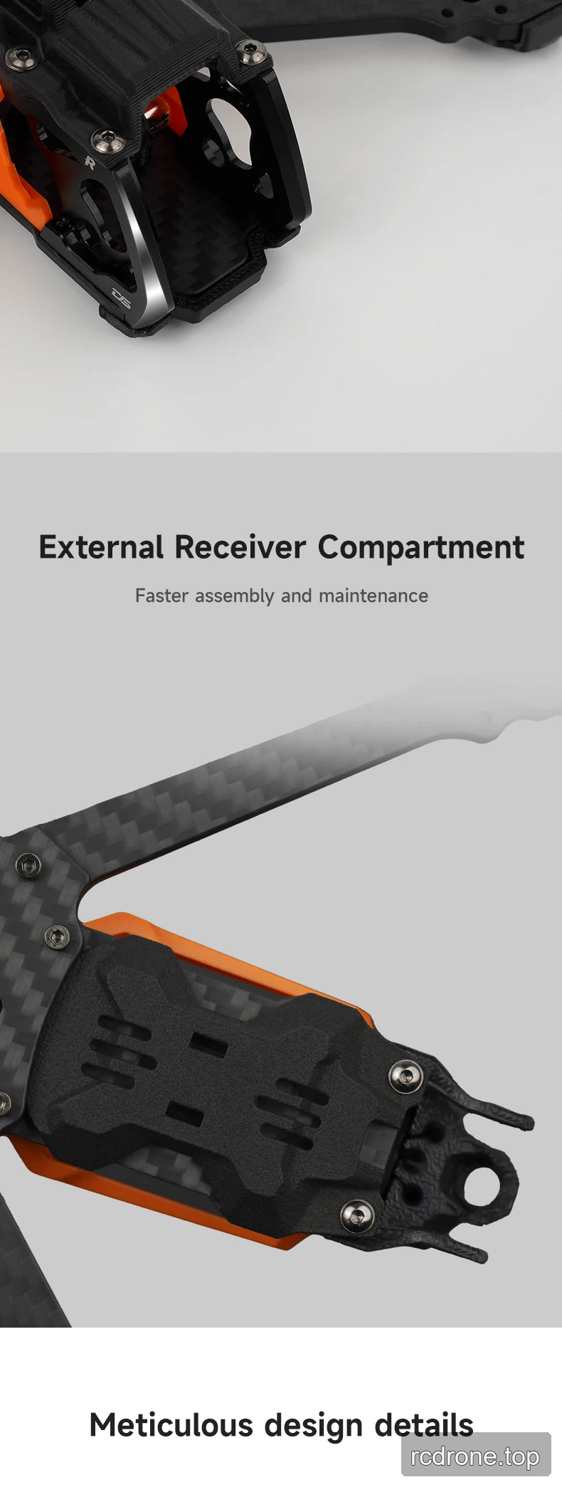 Deep Space SEEKER35 FPV frame with DC and XL configuration callouts — section 4 of 8