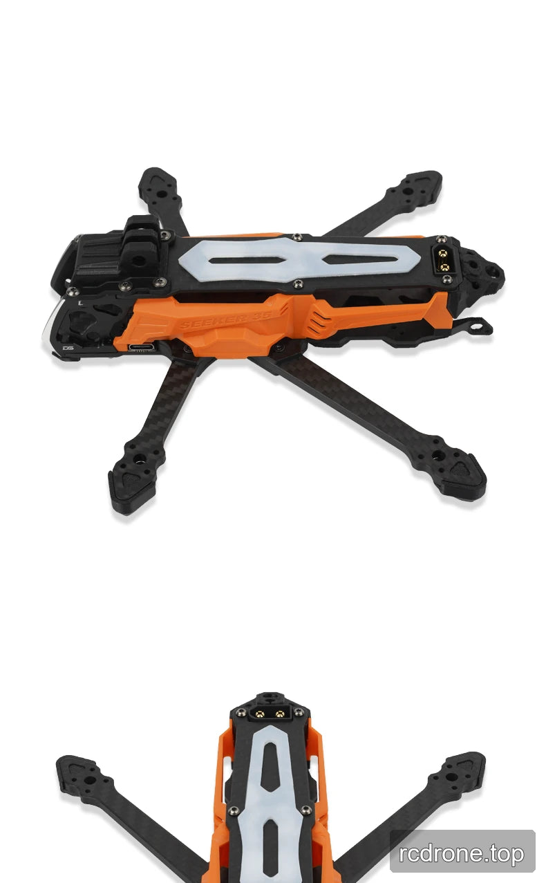 Deep Space SEEKER35 FPV frame with DC and XL configuration callouts — section 7 of 8
