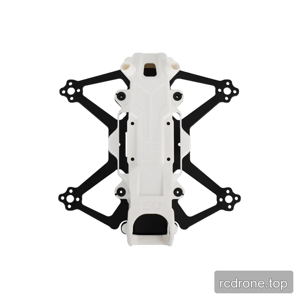 Top view of the DeepSpace DINO 20 FPV frame kit with white central canopy and black X-shaped arms.
