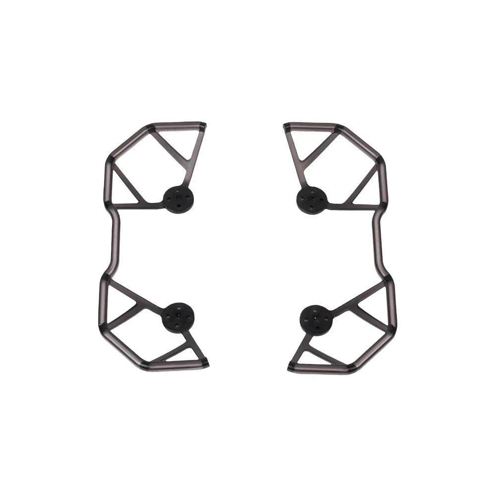Black molded frame side components shown side by side, each with two circular multi-hole mounting pads.