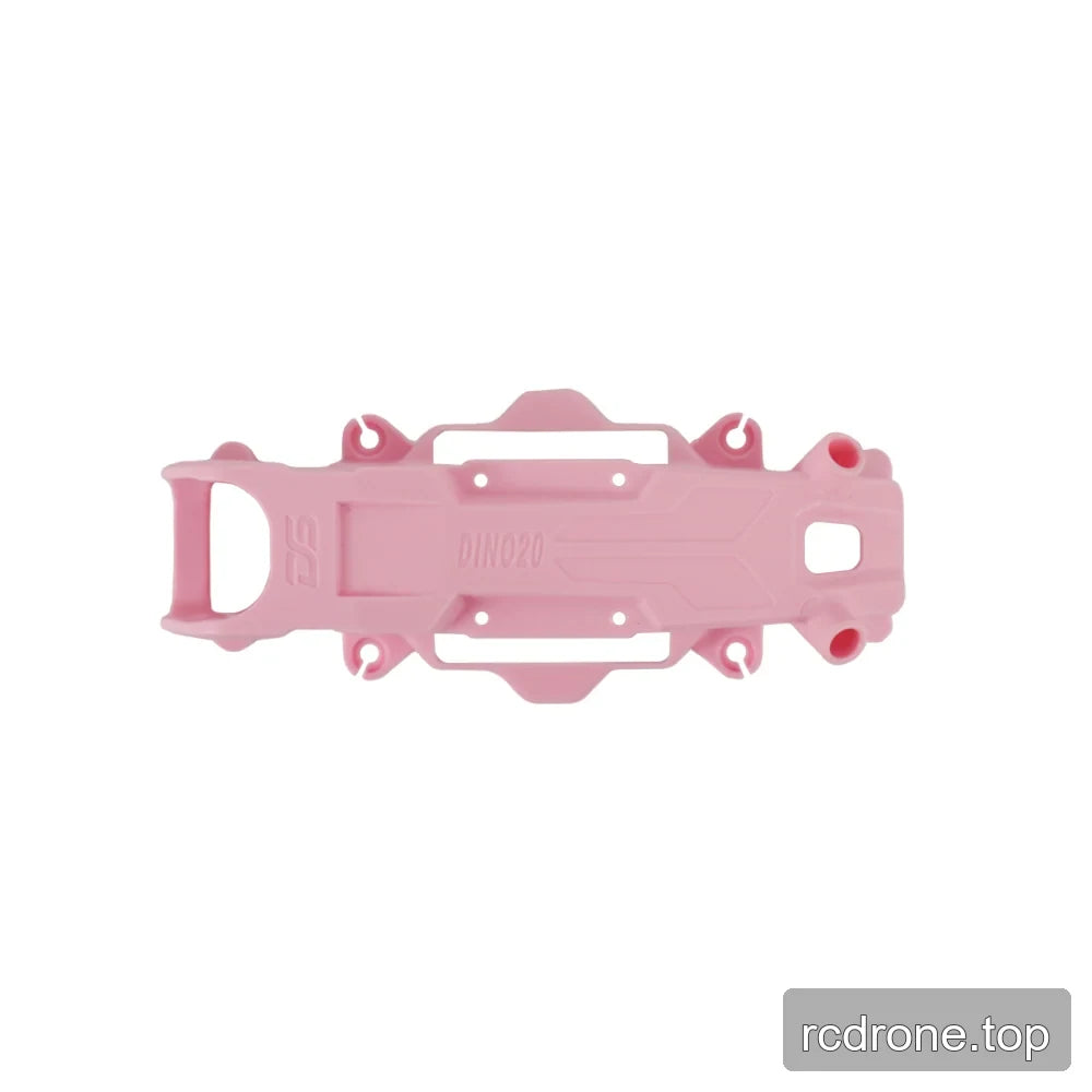Pink molded frame replacement part with mounting openings and embossed DINO20 marking, shown from above.