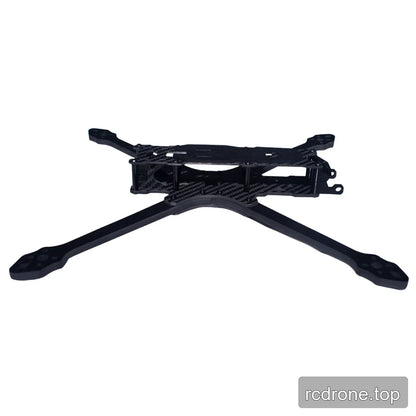 DeepSpace Lancer 7 MK1 carbon fiber FPV frame kit shown from a low side angle, highlighting its stacked center plates.