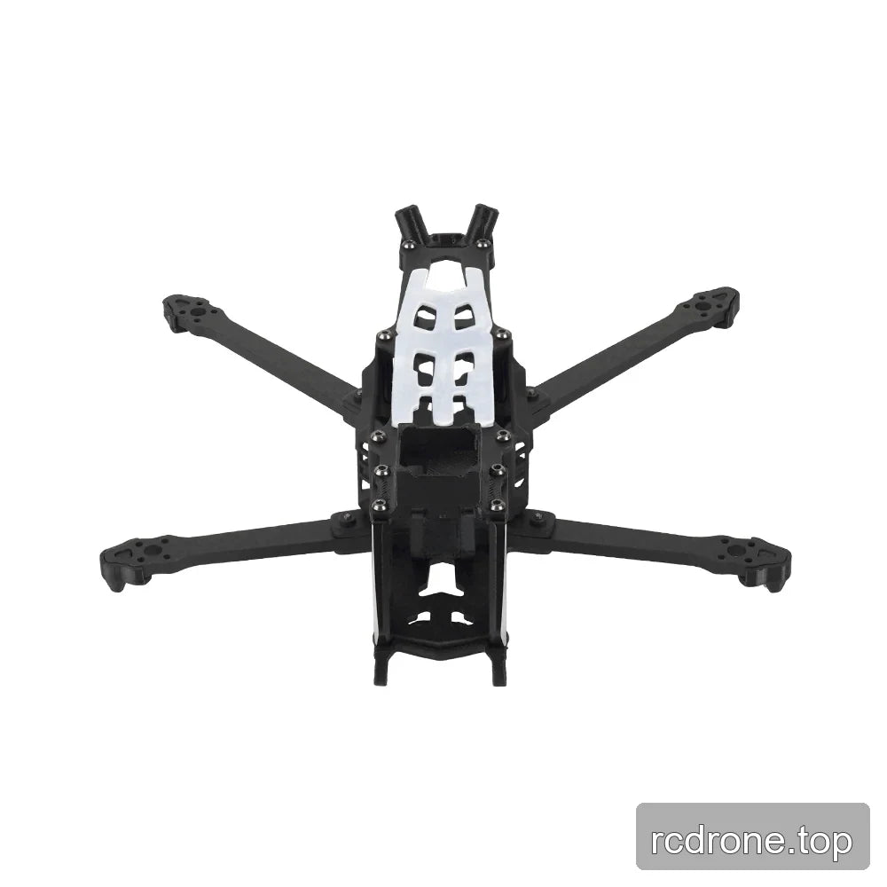 Front view of the DeepSpace ROC 4 carbon fiber FPV frame kit, showing the protective front structure and four arms.