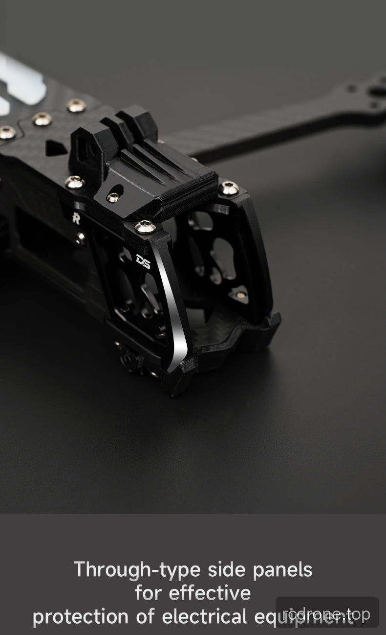 DeepSpace ROC 7 carbon-fiber FPV frame with labeled construction features — section 4 of 11