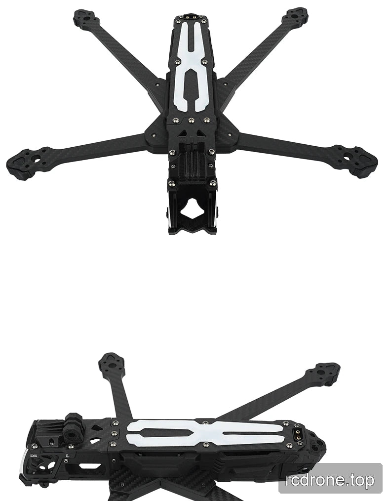 DeepSpace ROC 7 carbon-fiber FPV frame with labeled construction features — section 10 of 11