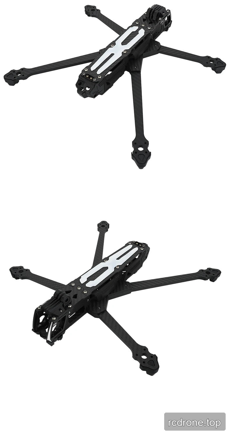 DeepSpace ROC 7 carbon-fiber FPV frame with labeled construction features — section 9 of 11