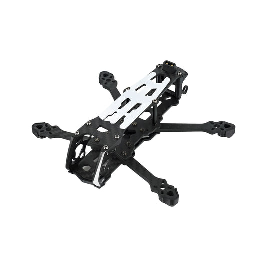 DeepSpace SEEKER 3 carbon-fiber FPV frame kit shown assembled from an elevated front three-quarter angle.