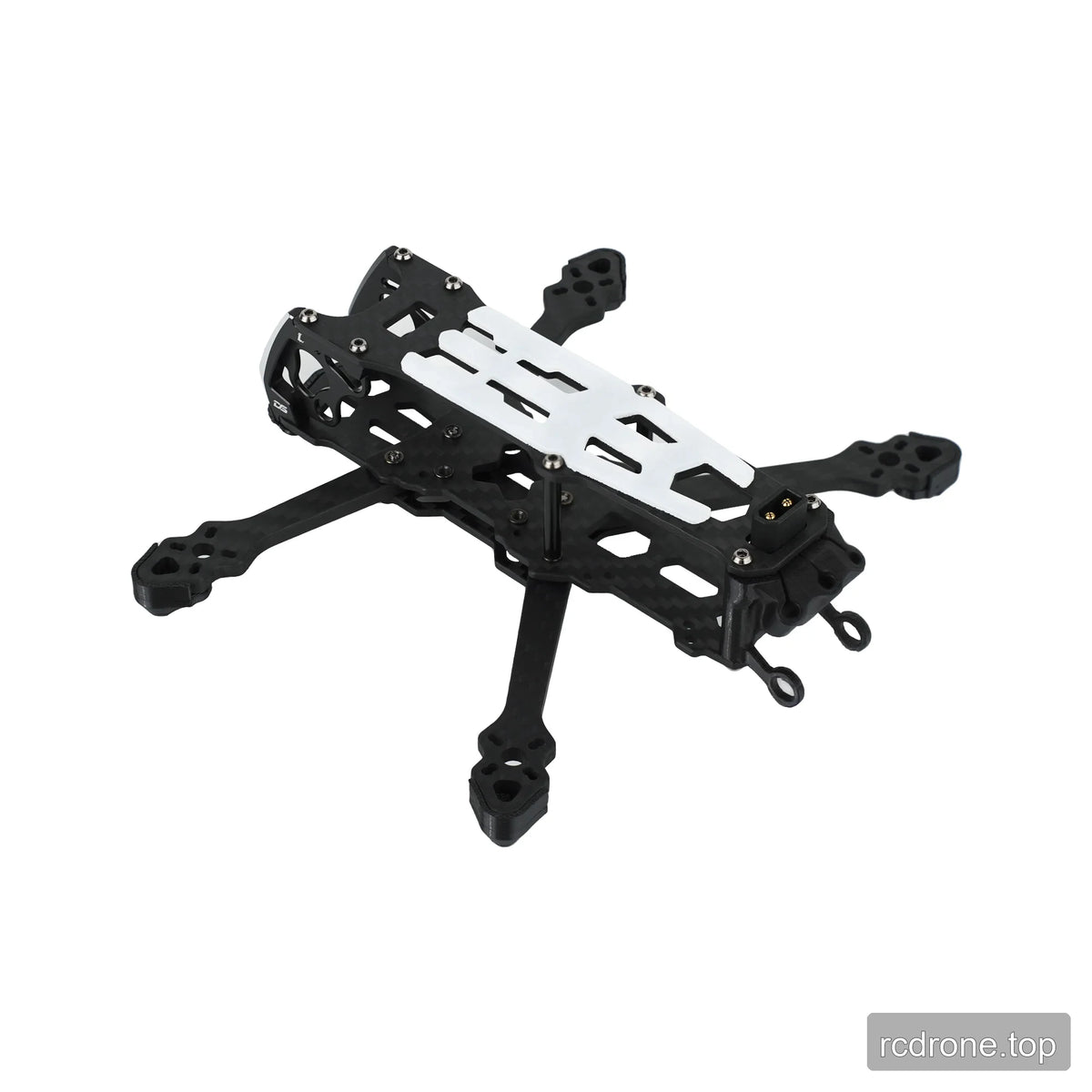 DeepSpace SEEKER 3 FPV frame kit from an elevated rear three-quarter angle, showing the rear frame section and top plate.