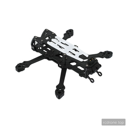 DeepSpace SEEKER 3 FPV frame kit from an elevated rear three-quarter angle, showing the rear frame section and top plate.