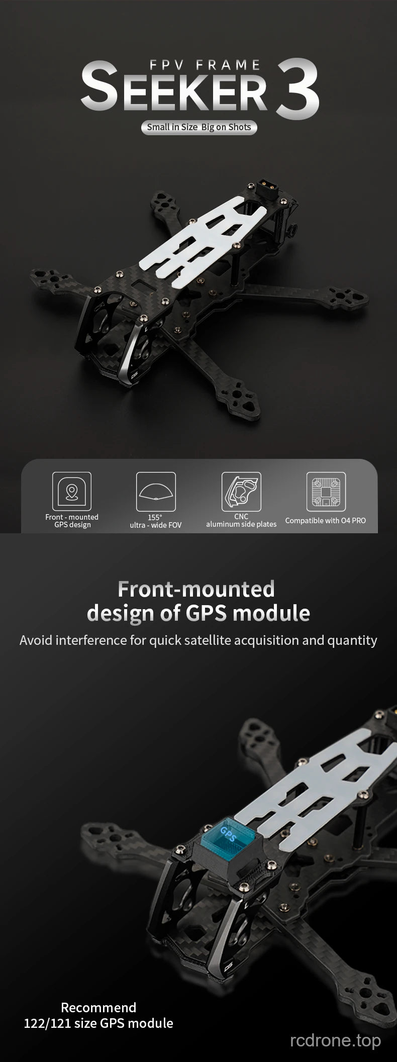 DeepSpace SEEKER 3 3-inch FPV frame kit feature and specification overview — section 1 of 6