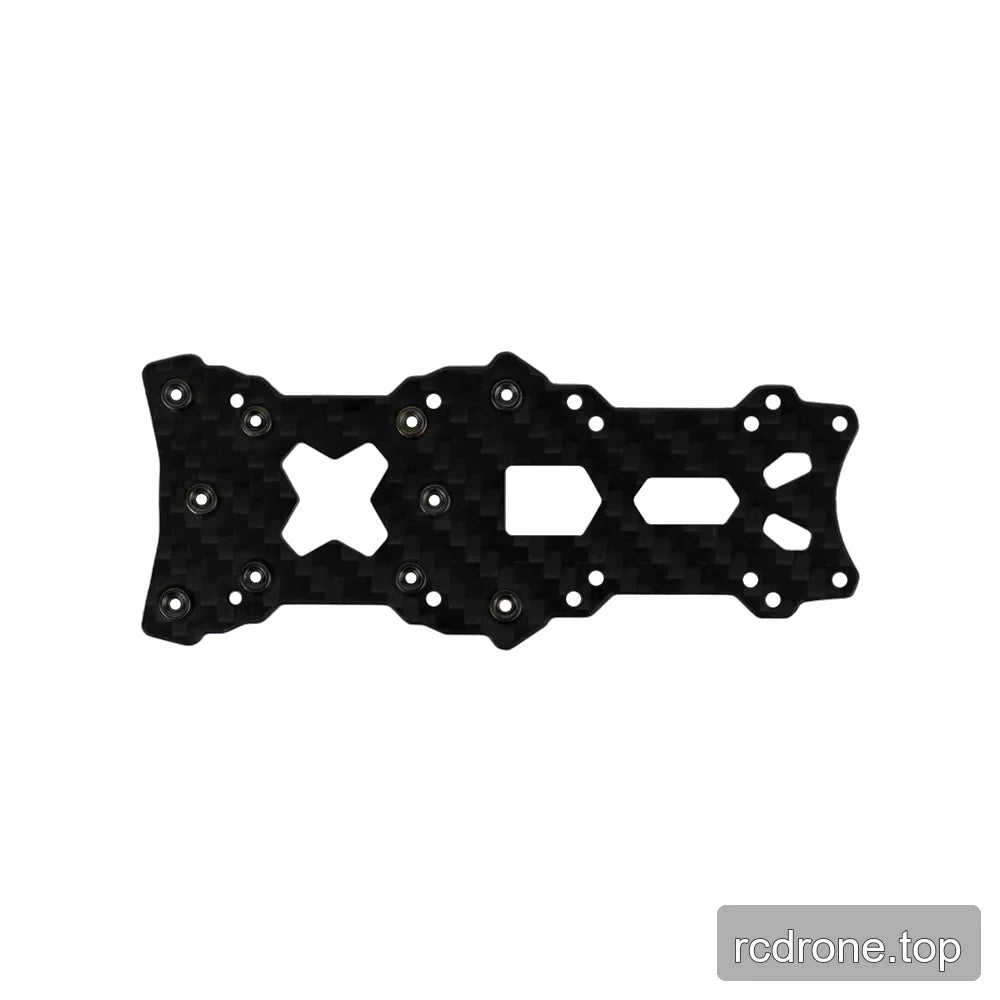 Black woven-pattern frame plate with multiple mounting holes, metal inserts, and geometric center cutouts.