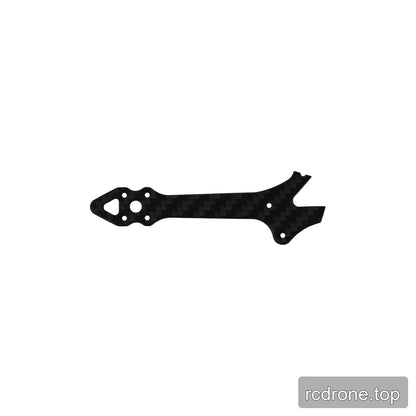 Carbon-fiber frame arm with a triangular tip opening, round mounting holes, narrow shaft, and forked opposite end.