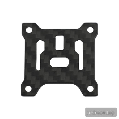 Square black woven-pattern FPV frame replacement plate with four large corner holes and several central slots.